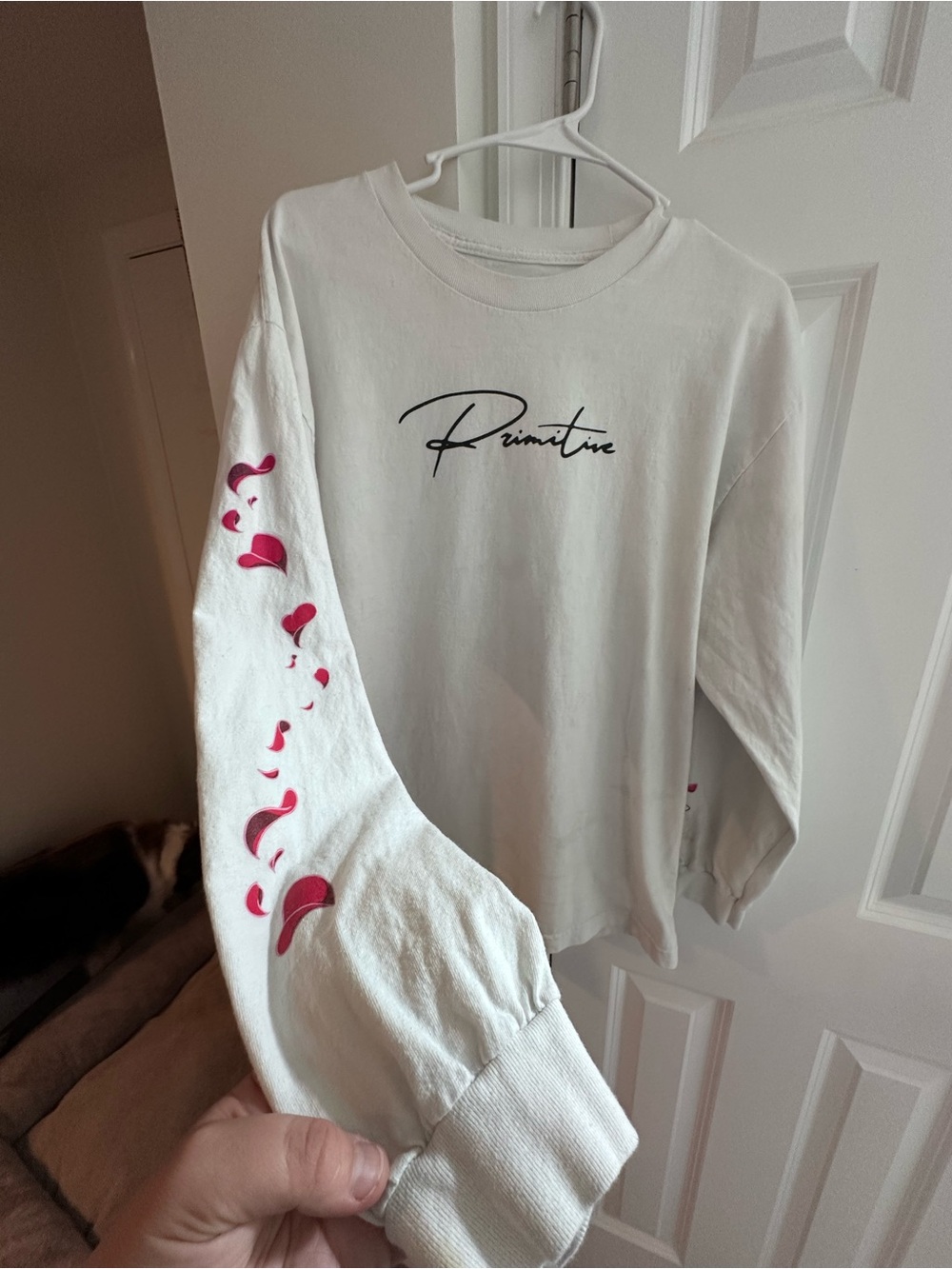 Primitive x Sailor Moon Tuxedo Mask White Crewneck LS shirt